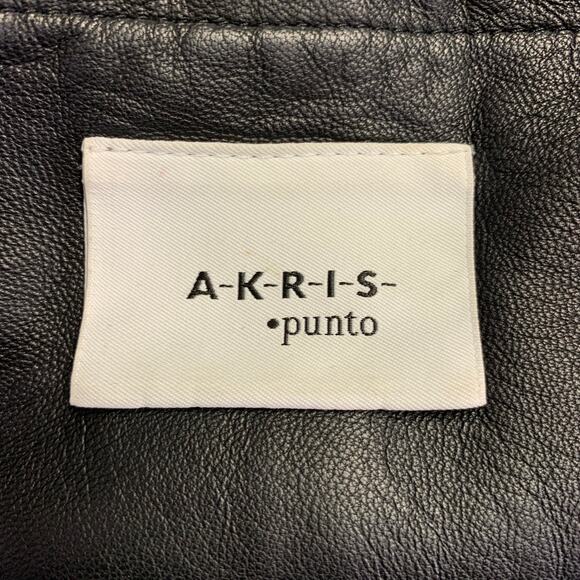 AKRIS Size 4 Black Wool Lambskin Leather Snaps Jacket - Picture 7 of 11